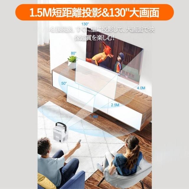 プロジェクター 家庭用 軽量 本体 小型 230ANSI 4K対応 高画質 静音 2.4G+5G WiFi5 Android 9 Bluetooth5.0 高性能 電子台形補正 電動フォーカス ゲーム スマホ_7