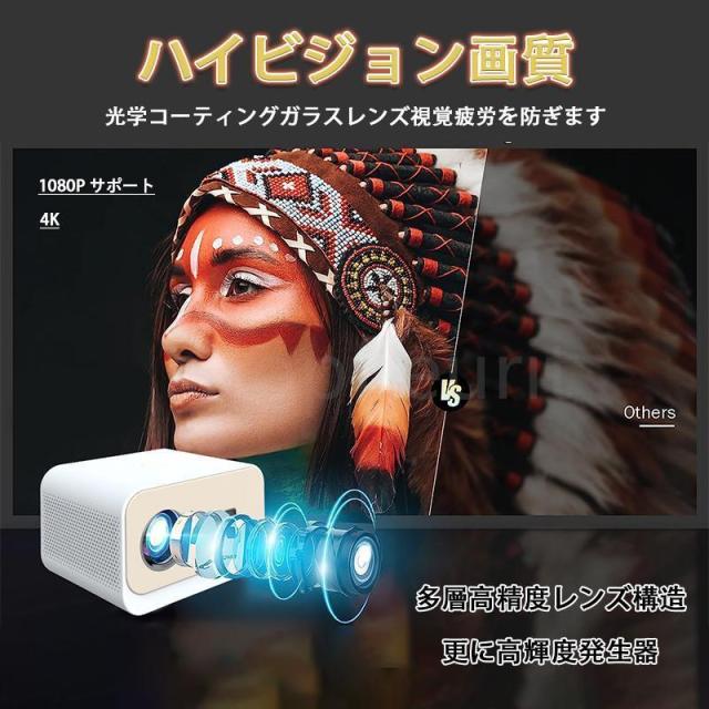 プロジェクター 小型 家庭用 高輝度 4K対応 壁 カラオケ スマホ 高解像度 8000LM 200ANSI 1080P 150インチ 電子台形補正 WIFI 軽量 Bluetooth4.0 2.4G+5G