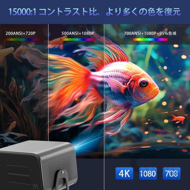 プロジェクター 小型 本体 家庭用 4K対応 1080P WIFI6 Bluetooth5.2