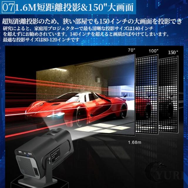 ププロジェクター 小型 本体 4K対応 家庭用 1080P 高画質 自動台形補 壁 天井投影 5Gwi-fi6 ホームシアター コンパクト 簡単設定_9