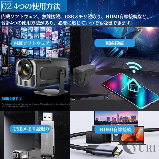 ププロジェクター 小型 本体 4K対応 家庭用 1080P 高画質 自動台形補 壁 天井投影 5Gwi-fi6 ホームシアター コンパクト 簡単設定_3