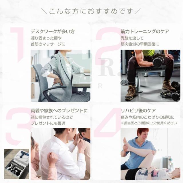 マッサージ器 マッサージガン ミニ 筋膜リリース マッサージ機 ハンディー メンズ 肩 首 腰 オフィス 在宅勤務 レディース 男女兼用 全身リフレッシュ 充電式_15