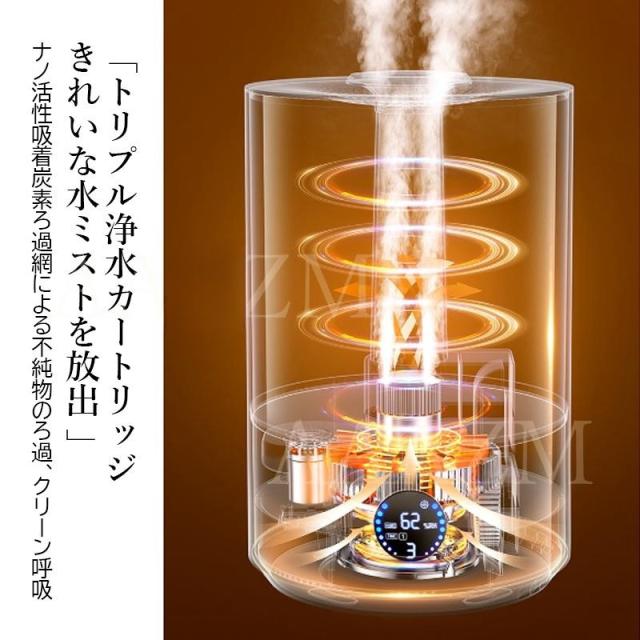 加湿器 大容量 7.8L 卓上 おしゃれ 静音 超音波式 上から給水 省エネ 高級超音波 小型 卓上加湿器 LEDライト付き コンセント給電 北欧 寝室 オフィス