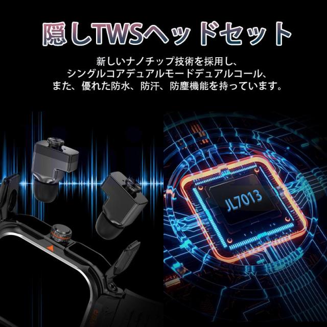 スマートウォッチ Bluetoothワイヤレスイヤホン付き 通話可能 連絡先同期 体調管理 睡眠検測 HiFi音質 歩数計 着信通知 line通知 音楽制御 防水 ios/Android適用_4
