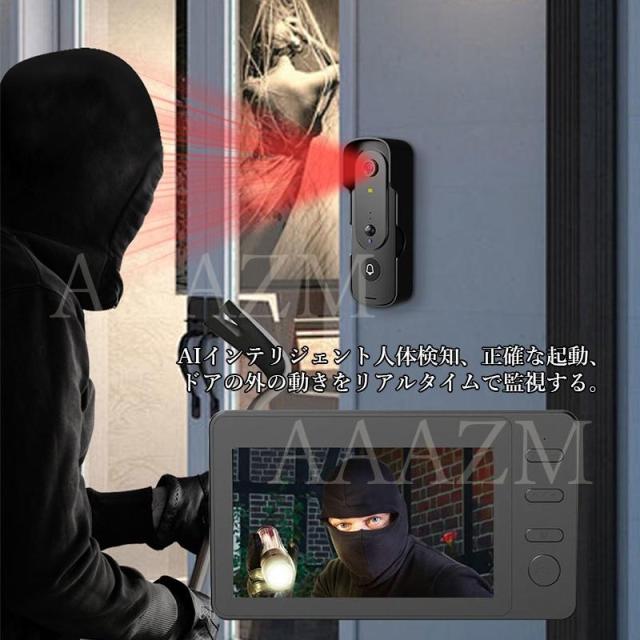 インターホン ワイヤレス 工事不要 カメラ付き 防犯 チャイム インターホン テレビドアホン 通話 録画機能 インターフォン 玄関 ワイヤレスチャイム ドアホン