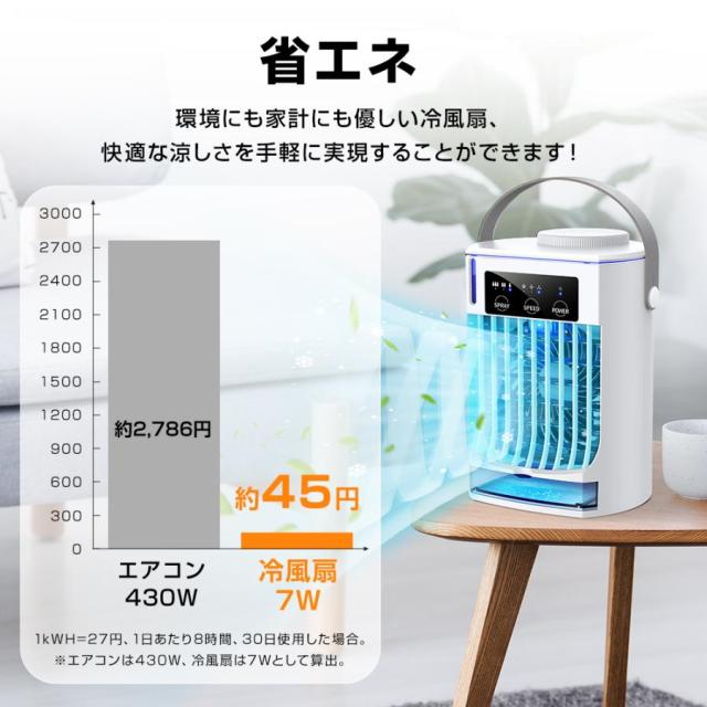 2025最新版 冷風機 冷風扇 扇風機 卓上冷風機 小型 携帯冷風機 強風 おしゃれ コンパクト 省エネ 取っ手付き 3段階調整 熱中症対策 暑さ対策 夏_12