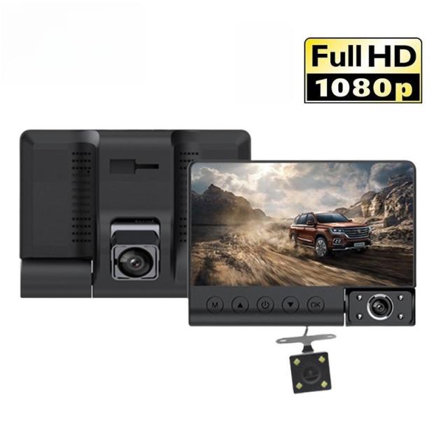 ドライブレコーダー 前後 車内3カメラ タッチパネル 4インチIPS液晶 1080P高画質 500万画素  ドラレコ 駐車監視 車載カメラ