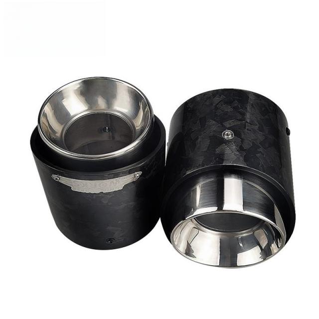 マフラーカッター ストレート カーボン ステンレス製 後付け パイプマフラー 大口径 外装 テールスロート 入口直径85mm スポーツ 高級感 mini改装適し
