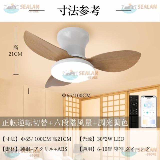 シーリングファンライト LED ファン付き照明 6畳 8畳 10畳 12畳 調光調色 APP対応 6段調節 静音 軽量 扇風機 省エネ シーリングファン 照明器具 明るい 安い
