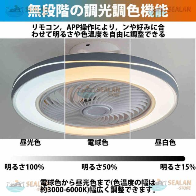 シーリングファンライト LED ファン付き照明 6畳 8畳 10畳 12畳 14畳 調光調色 APP対応 6段調節 静音 軽量 扇風機 省エネ シーリングファン 明るい おしゃれ