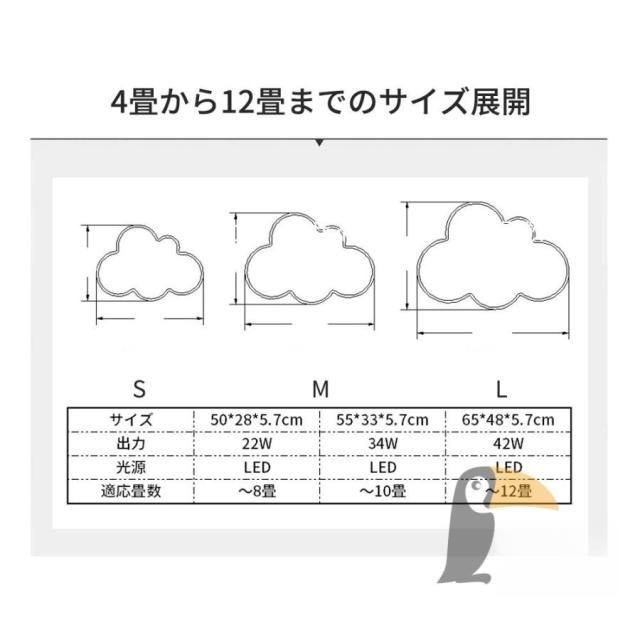 シーリングライト LED かわいい 雲のパターン 北欧 LED照明 6-12畳 4色選べる 調光調温 暖かい 子供部屋 照明 イルミネーション ファッション 幼稚園 工事不要_10