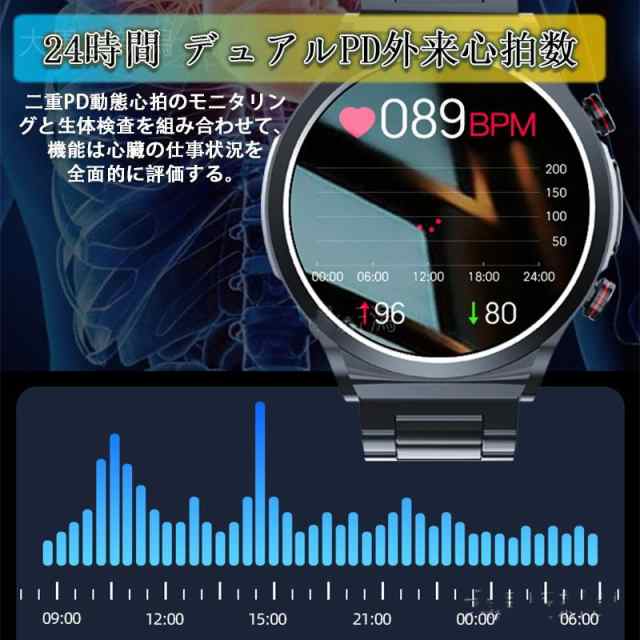 スマートウォッチ 血糖値 通話機能 心電図ECG+PPG 血圧測定 血液