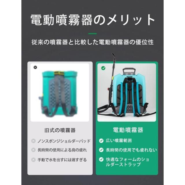 噴霧器 充電式 電動噴霧器 自動噴霧器 12L バッテリー式 除草剤 電動噴霧器 害虫駆除 農薬 消毒 肥料 圧力調整可 急速充電 家庭用 充電式農業園芸ツール_5