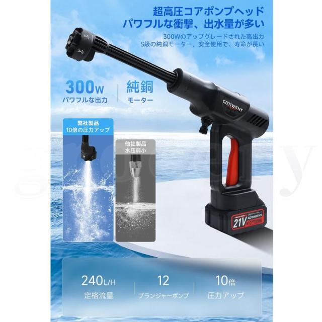 高圧洗浄機 コードレス 充電式 マキタ18Vバッテリー対応 小型 軽量 5.0MPa 自吸式 6ジェットモード 収納ボックス付き 強力噴射 家庭用 洗浄機 温水 大掃除