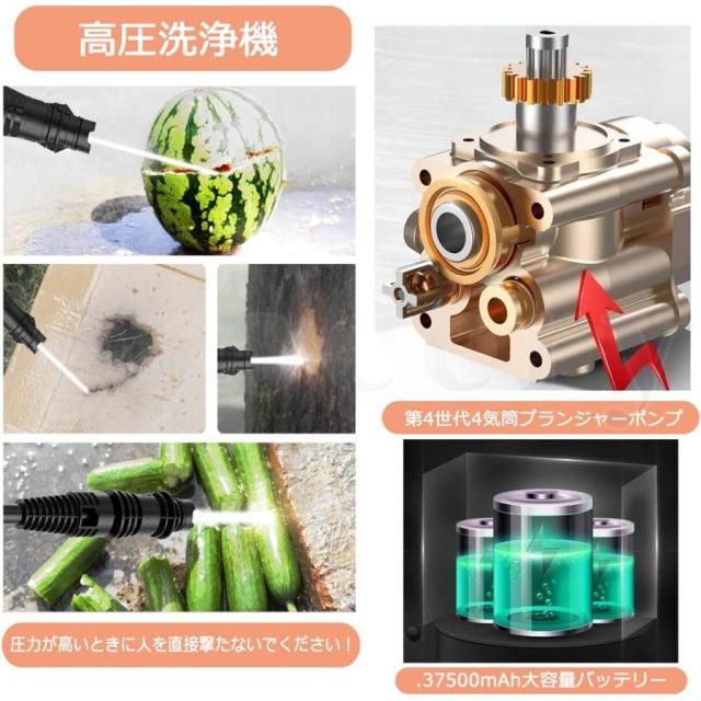高圧洗浄機 コードレス 充電式 マキタ18Vバッテリー対応 小型 軽量 5.0MPa 自吸式 LEDバッテリー残量表示 収納ボックス付き 強力噴射 家庭用 洗浄機 温水 掃除