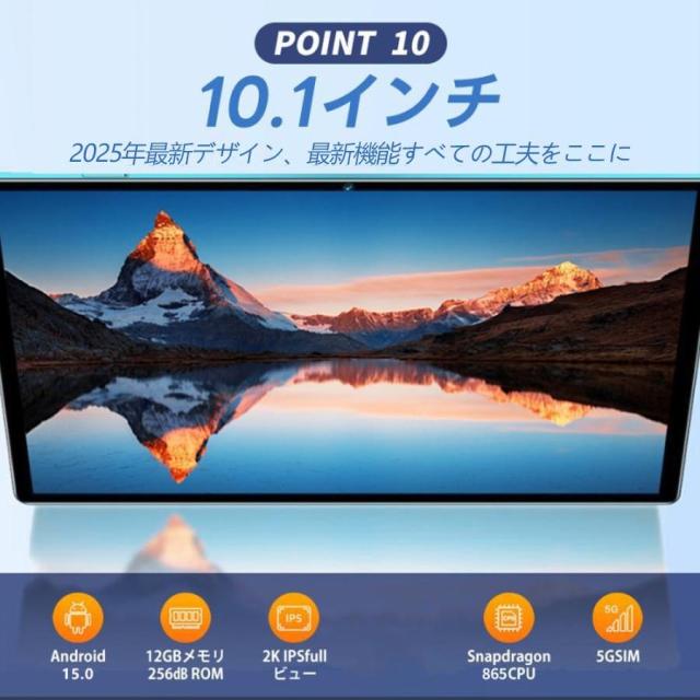 タブレット PC 本体 Android15 10インチ 大画面 8GB+256GB テレワーク 2560*1600 ネット授業 子供向け 動画視聴 Bluetooth WiFi 大人気 誕生日 プレゼント 2025_10