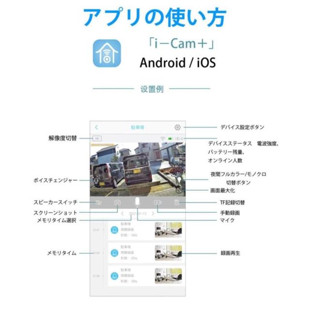 防犯カメラ 屋外 ソーラー 遠隔監視 無線 マイク内蔵 sdカード録画 動体検知 監視カメラ レコーダー 見守りカメラ ネットワークカメラ 小型 家庭用 防塵防水_15