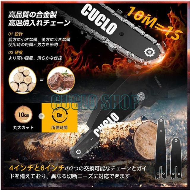 充電式チェーンソー チェーンソー 充電式 18Vバッテリー 6インチ コードレスチェーンソー 電動 家庭用 強力 片手 木工切断 枝切り 収納ケース付き（本体のみ）_1