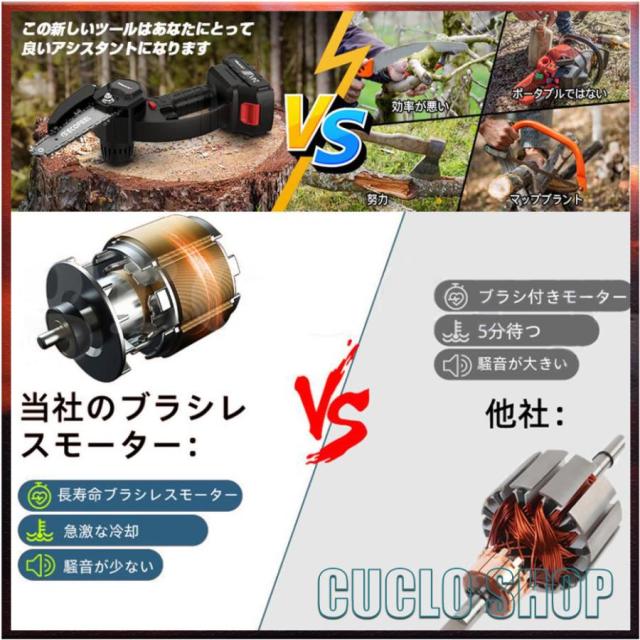 充電式チェーンソー マキタ 18Vバッテリー互換 6インチ コードレスチェーンソー 電動 家庭用 強力 片手 木工切断 剪定ばさみ 枝切り 収納ケース付き(本体のみ)