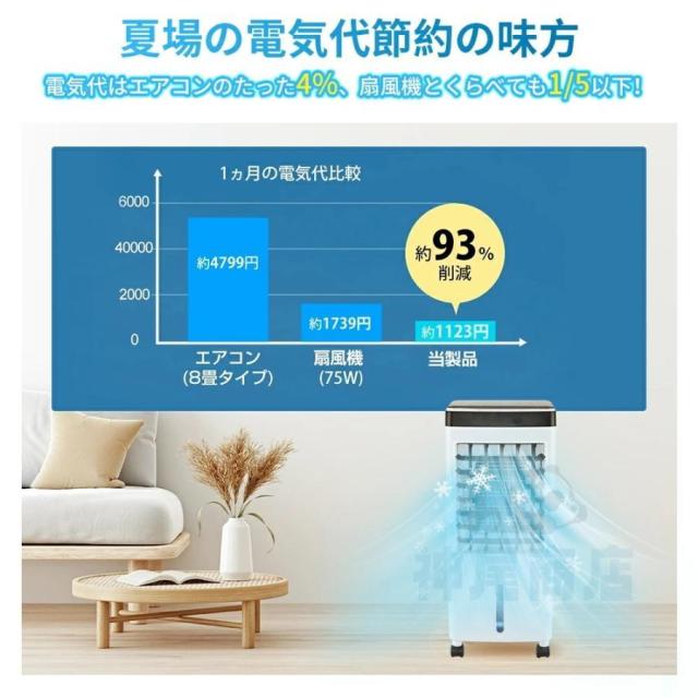 冷風扇風機 小型 一台四役 冷風機 強力 サーキュレーター 羽なし 冷風扇 上下左右首振り 10L大容量 氷入れ 静音 涼しい 1秒冷却 移動式エアコン 節電 新生活