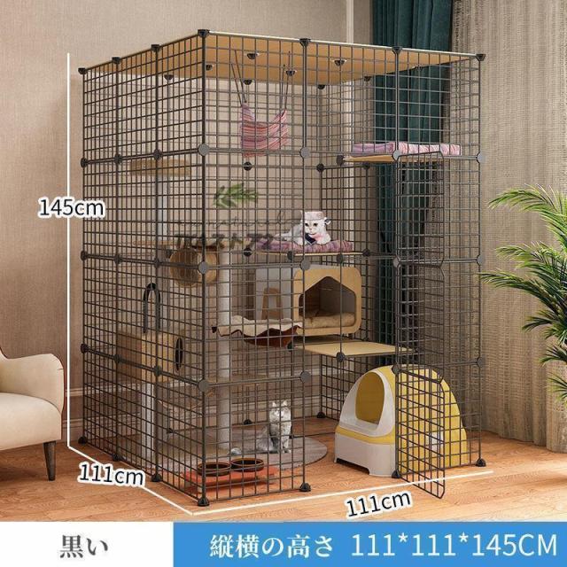 猫ケージ 特大4階層 組立式DIY 棚板付き 室内用 大型猫対応_3