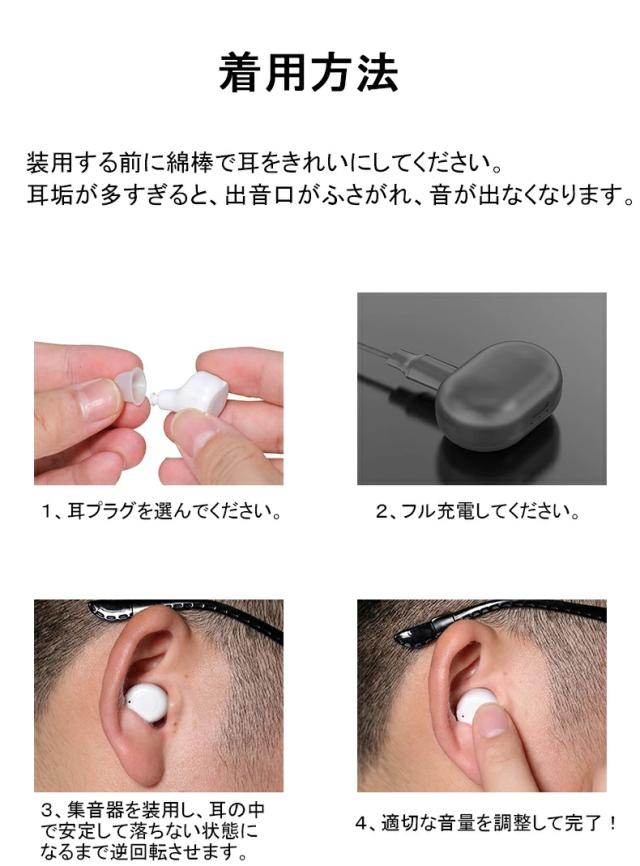 あす楽 集音器 充電式 集音器 耳穴式 集音器 両耳 省エネ 小型 超軽量 快適 操作簡単 オシャレ 片耳使用可能 USB充電 両耳 補聴器の代わりに 高齢者 集音機 スマート らくちん しゅうおんき あす楽 両親 母の日 父の日 誕生日 敬老の日 プレゼント_11