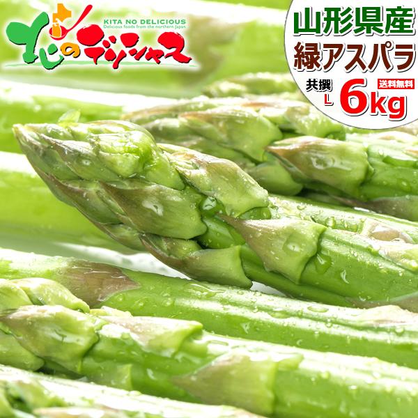 【出荷中】 山形県産 グリーンアスパラ 6kg (Lサイズ/冷蔵) おうち時間 おうちグルメ アスパラ アスパラガス 山形県アスパラ 緑 グリーン ギフト 贈り物 プレゼント 自宅用 家庭用 人気 野菜 グルメ 山形県 お取り寄せグルメ