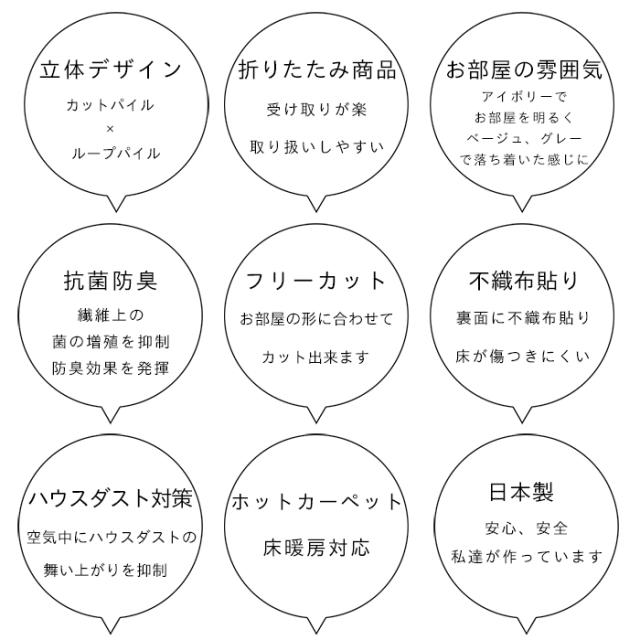 カーペット ラグ 立体デザイン ホスタ 江戸間 十畳 10畳 352×440cm サイズ グレー リップルループ 日本製 床暖対応 オールシーズン 絨毯 じゅうたん 抗菌防臭 畳上 長方形 フリーカット ハサミ 切れる 国産 辻川産業株式会社 Tsujikawa_7