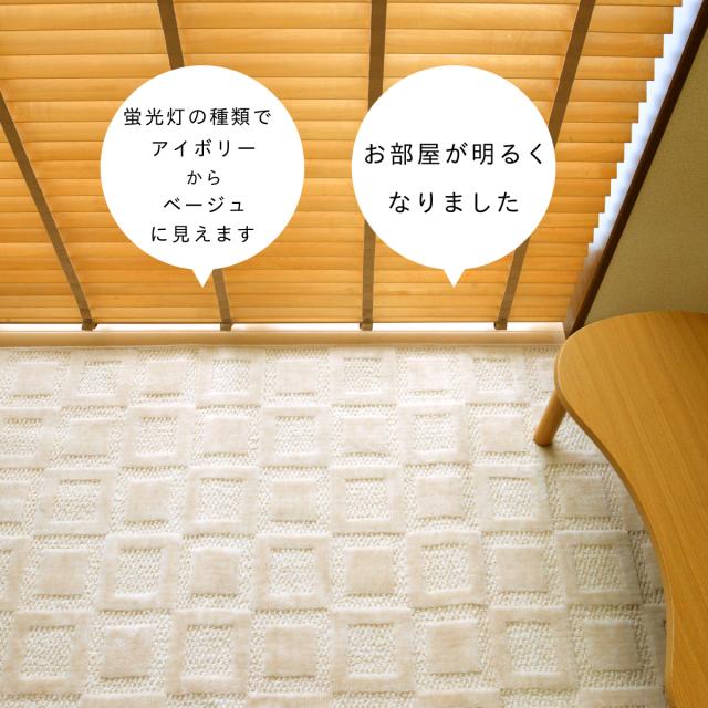 カーペット ラグ 立体デザイン ホスタ 江戸間 八畳 8畳 352×352cm サイズ アイボリー リップルループ 日本製 床暖対応 オールシーズン 絨毯 じゅうたん 抗菌防臭 畳上 正方形 フリーカット ハサミ 切れる 国産 辻川産業株式会社 Tsujikawa_8