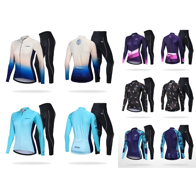 秋冬のサイクリングウェアスーツ、長袖の女性用のトップス、ロードサイクリングパンツ、マウンテンバイク、秋冬の装備のカスタマイズ 秋冬のサイクリングウェアスーツ、長袖の女性用のトップス、ロード