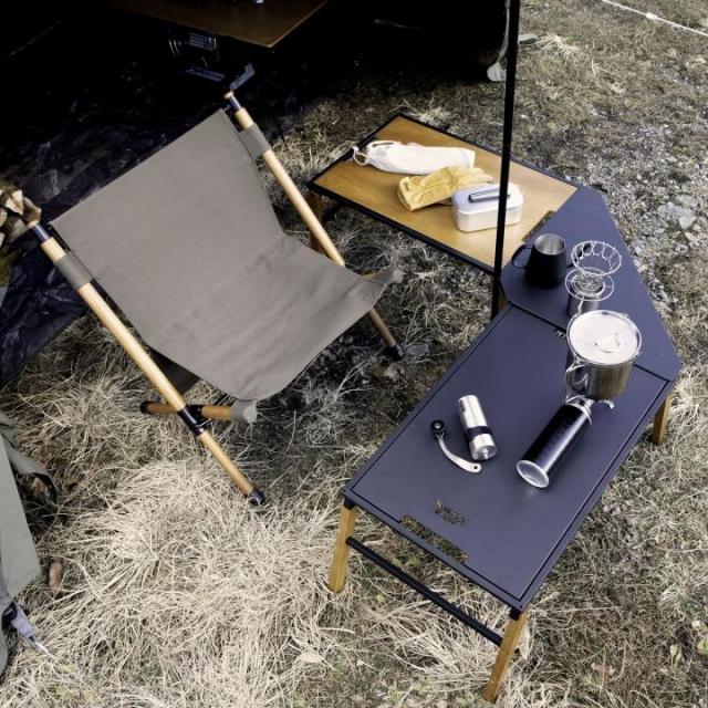 HangOut【ハングアウト】リンカブル テーブル HNG-TB64IR アイアン＋HNG-TB64WD ウッド ｘ各１台 ＋ HNG-OC46 リンカブル コーナー トップ セット