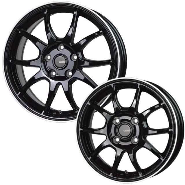 ★数量限定★ホットスタッフ ジースピード（G.SPEED）P-06 15ｘ4.5 +45 4H/100 ブラック/リムポリッシュ（BK/リムP） P06-05 ｘ4本