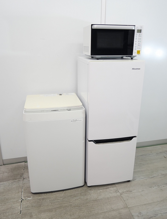 Hisense製,ツインバード製/20年,21年式/150L,5.5kg/中古家電3点セット