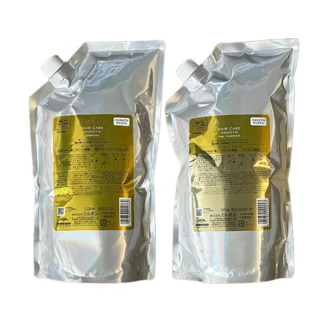 〈セット〉 ミルボン オージュア スムース シャンプー 1000ml ＆ ヘアトリートメント 1000g (レフィル詰替)