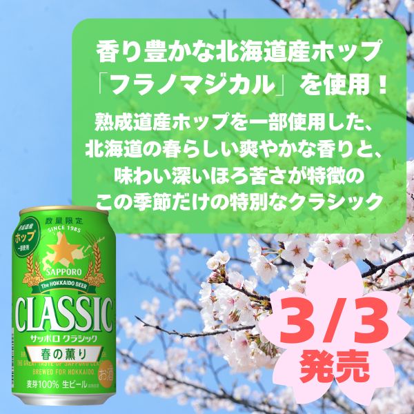 サッポロ クラシック 缶 春の薫り 350ml×48本【2ケース】 北海道限定 【ﾚﾋﾞｭｰｷｬﾝﾍﾟｰﾝ中】_1