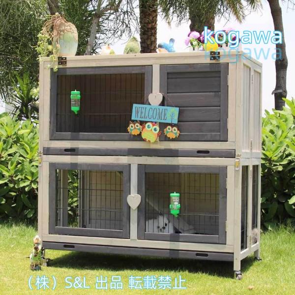 猫かご 家庭用屋外ペット ヴィラ ウサギ ケージ ウサギの家 2 階建てのヴィラと独自の滑車 株式会社S＆L 猫小屋ペットの別荘 (Color : White)