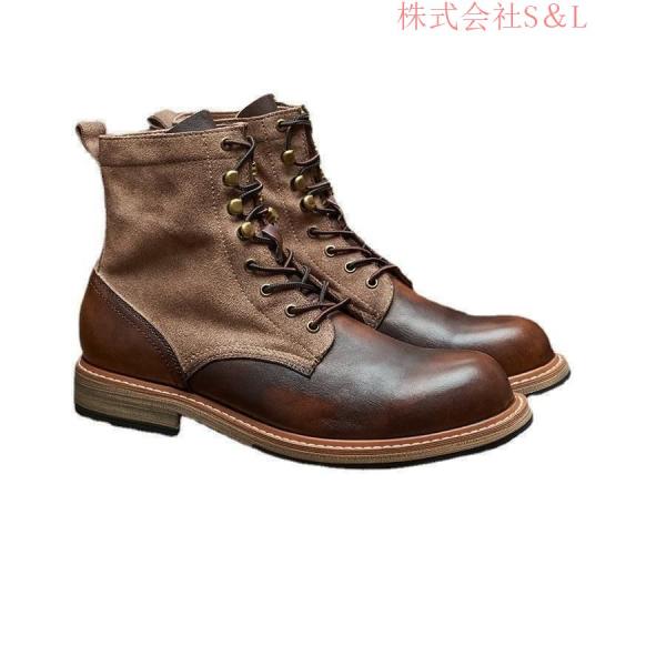 本革 メンズ 牛革 ワークブーツ トレッキングシューズ 登山靴 カジュアルシューズ 軽量 紳士靴 株式会社S＆L作業靴 防滑 耐磨耗 アウトドア_15