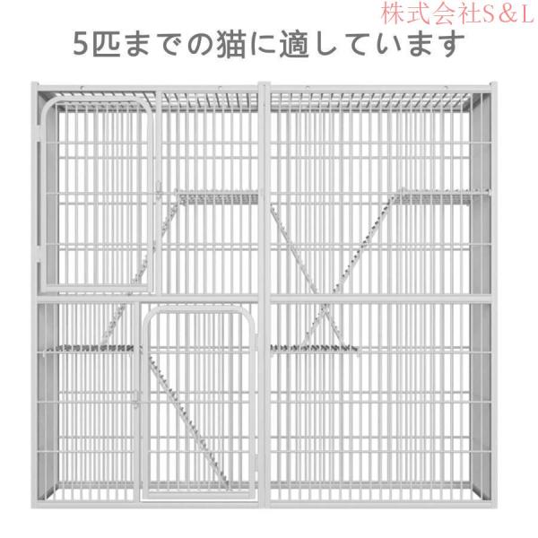 142*54*130cm ネコ ゲージ 特大型 両開きドアのデザイン 3段 猫 ケージ 多頭飼い キャットハウス 株式会社S＆L 猫ハウス 大型猫 ケージ 猫 ケージ ステップ_5