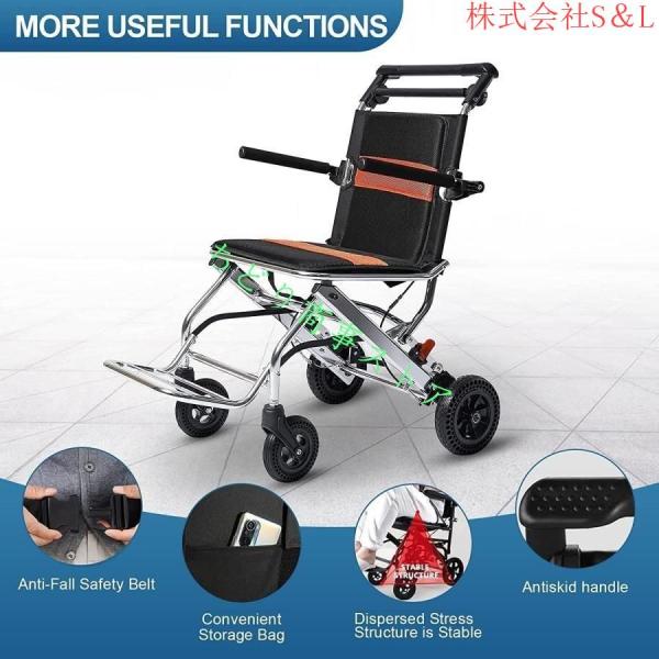 軽量車椅子ポータブル折りたたみ旅行車椅子ハンドブレーキアルミ合金超