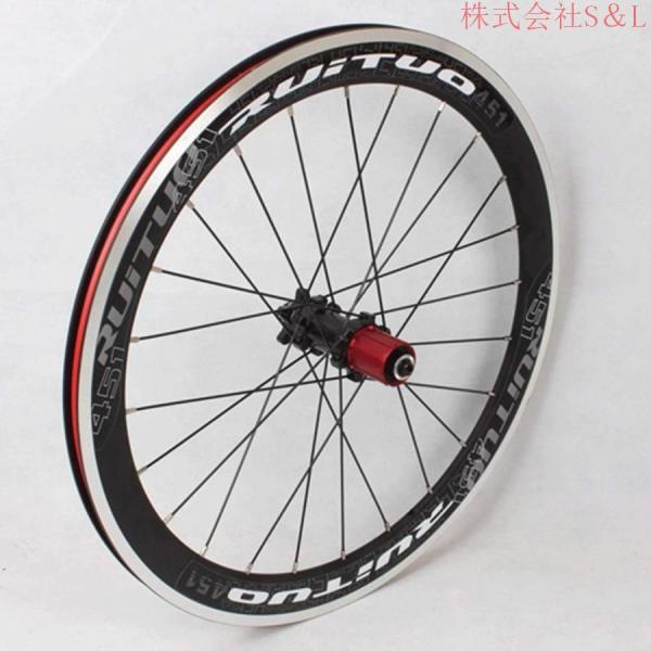 ホイールセット 451mm ダブルウォールアロイリム 折りたたみ自転車 V/ディスクブレーキ ホイール 株式会社S＆L クイックリリース 自転車 フロント リア 24Hハブ_2