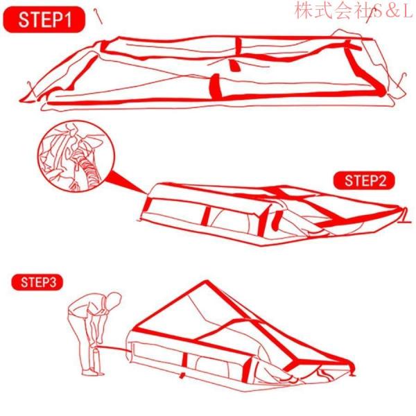 インフレータブルグランピングテント、ホワイエ付き5?8人用大型テント、4シーズンテント簡単セットアップ防水通気性屋外オックスフォードキャンバステント家族キ_5