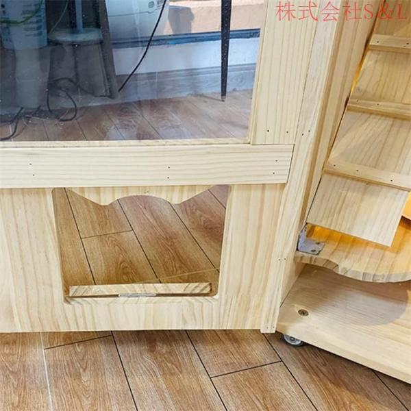家庭用猫の別荘無垢材の豪華なケージ 大型キャッテリー猫陳列棚 株式会社S＆L猫飼育ケージ猫ペットケージ (Color : Wood Size : 60x60x120cm)_3