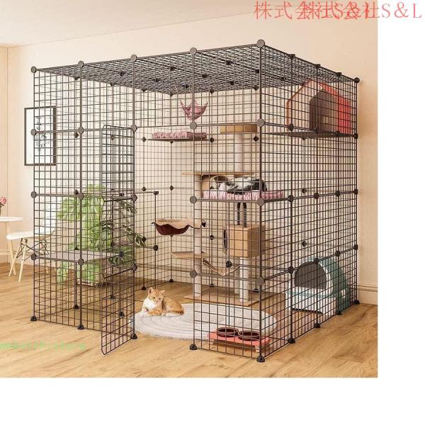 猫ケージ キャットケージ DIY折り畳み式 4段大型 大空間 おしゃれ 組み立て簡単 お手入れ簡単 ワイド扉 棚板付き株式会社S＆L 多頭飼い脱走防止ネコハウス猫用品_6