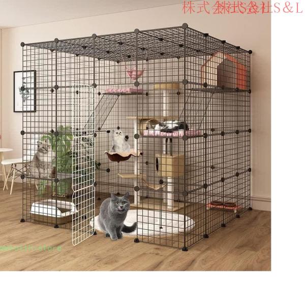猫ケージ キャットケージ DIY折り畳み式 4段大型 大空間 おしゃれ 組み立て簡単 お手入れ簡単 ワイド扉 棚板付き株式会社S＆L 多頭飼い脱走防止ネコハウス猫用品_7