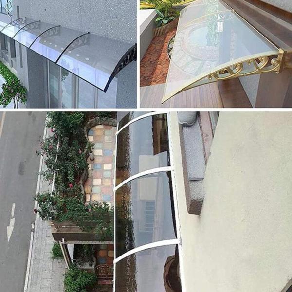 テラス屋根ひさし雨よけ玄関屋根梅雨対策住宅用60x220cmパティオ日除け後付け雨雪パネルをミュートS＆Lブラケット付きキャノピーテラスサンシェッター_4
