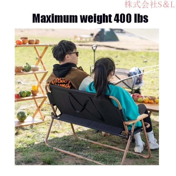 ダブル屋外キャンプチェア特大の2人用折りたたみアームチェアガーデンパティオビーチ用のリラックスチェアS＆L全天候型の安定した耐久性のある2人用チェアベ ダブル屋外キャンプチェア特大の2人用折りたたみアームチェアガーデン