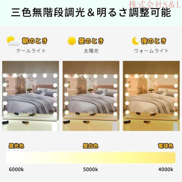 化粧ミラー 卓上鏡　卓上ミラー 女優ミラー 女性大人気 　LEDミラー ライト　電球ミラー 三段調節可能 50cm×42cm、55cm×47cm、 60cm×52cm初期不良なら対応