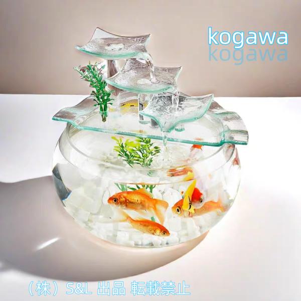 屋外屋内ガーデン植木鉢 金魚鉢 水槽 金魚流水オーナメントガラスミニ デスクトップ ホームリビングルーム アクアリウム 株式会社S＆Lスターターキット(Color:C)
