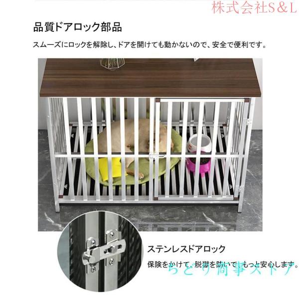 犬ケージ犬用ペットケージ小動物ケージステンレス鋼多機能収納簡単組み立て室内ペット用品無垢材の板で掃除しやすいS＆Lトレー付き引き出しトイレお_3