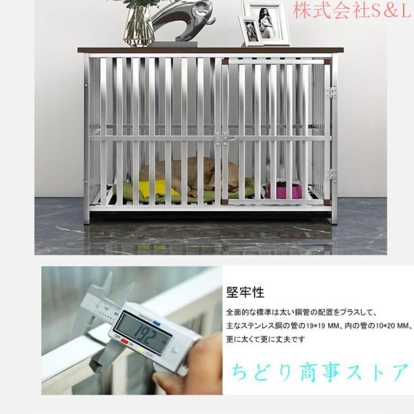 犬ケージ犬用ペットケージ小動物ケージステンレス鋼多機能収納簡単組み立て室内ペット用品無垢材の板で掃除しやすいS＆Lトレー付き引き出しトイレお_4